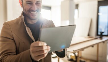 Investor looking at a tablet.