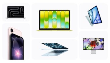 Apple iPhones, iPads, and MacBooks.