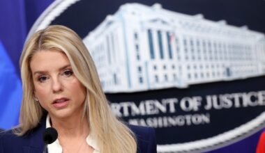 US Attorney General Pam Bondi out at the Department of Justice