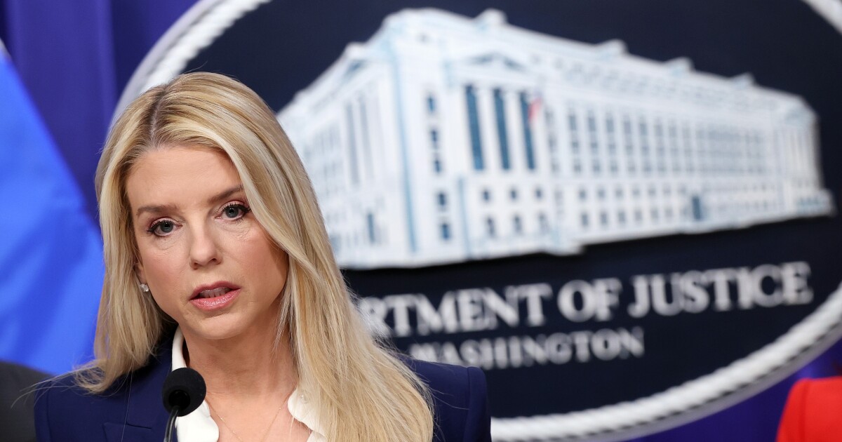 US Attorney General Pam Bondi out at the Department of Justice