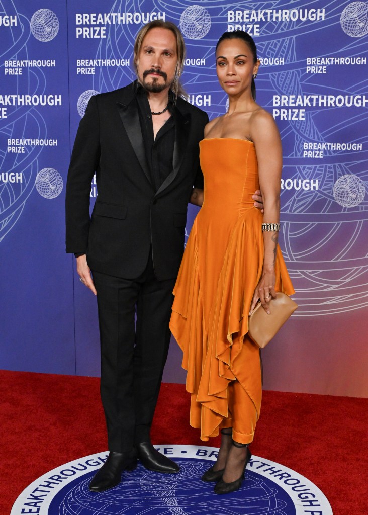 Marco Perego and Zoe Saldana attend the Breakthrough Prize Ceremony