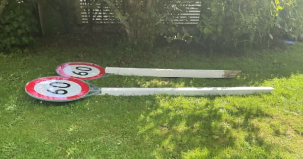 Road signs 'all knocked down' just days after going up