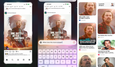 Three screen shots of Apple's Visual Intelligence