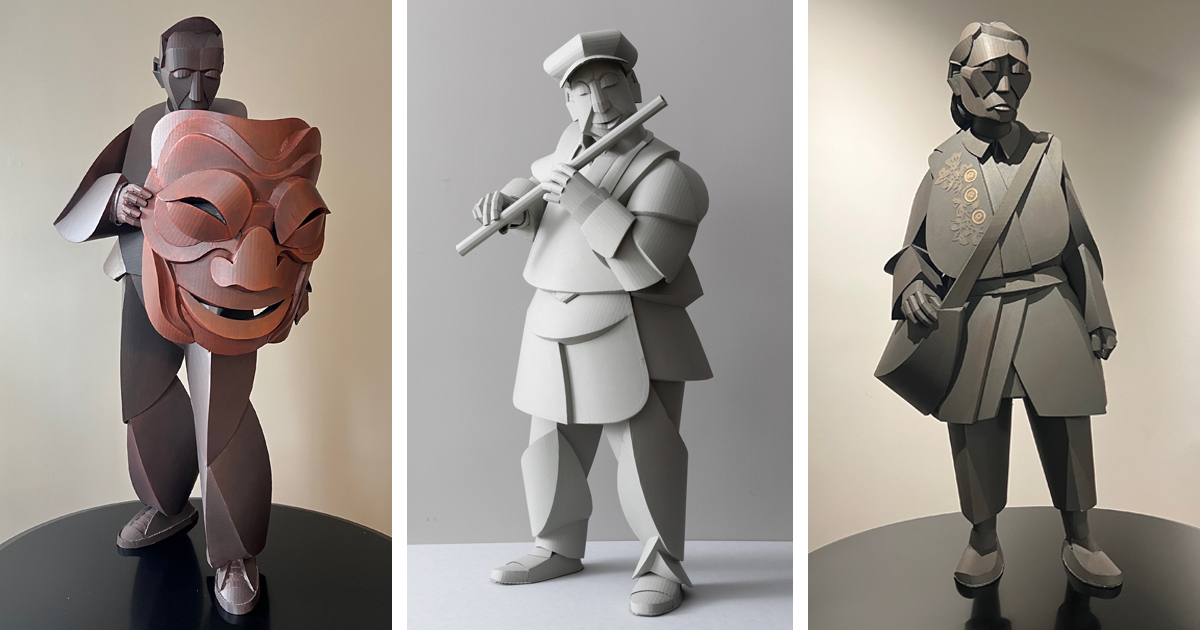 Artist Creates Cardboard Figure Sculptures Inspired by His Family and Community