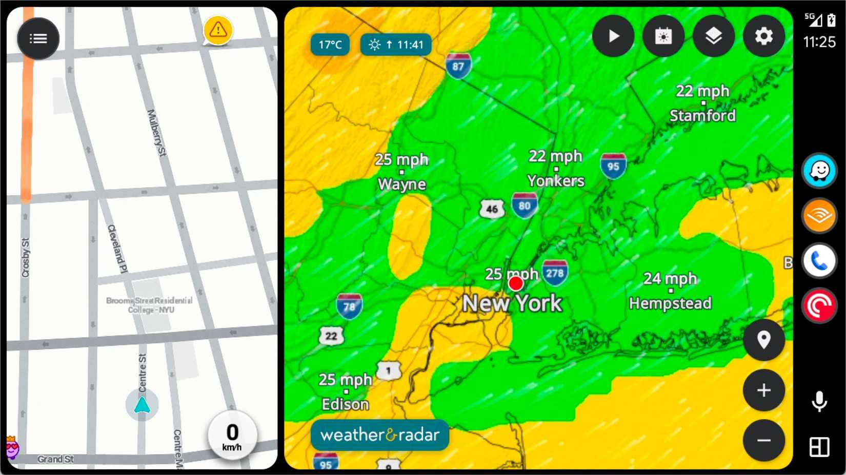 Weather and Radar in Android Auto.