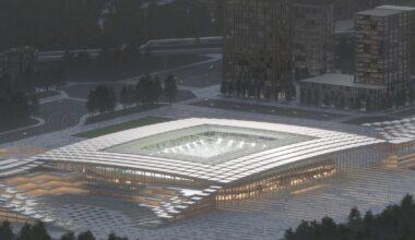 xi’an international football center opens to the city through a porous form