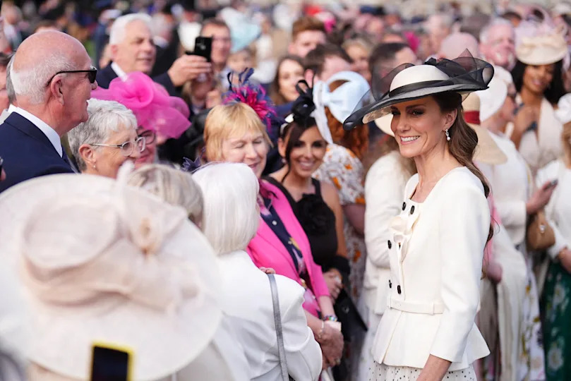 Princess Kate talking to garden party guests