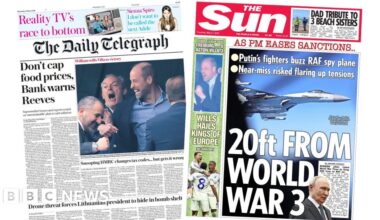 Newspaper headlines: 'Don't cap food prices' and '20ft from WW3'