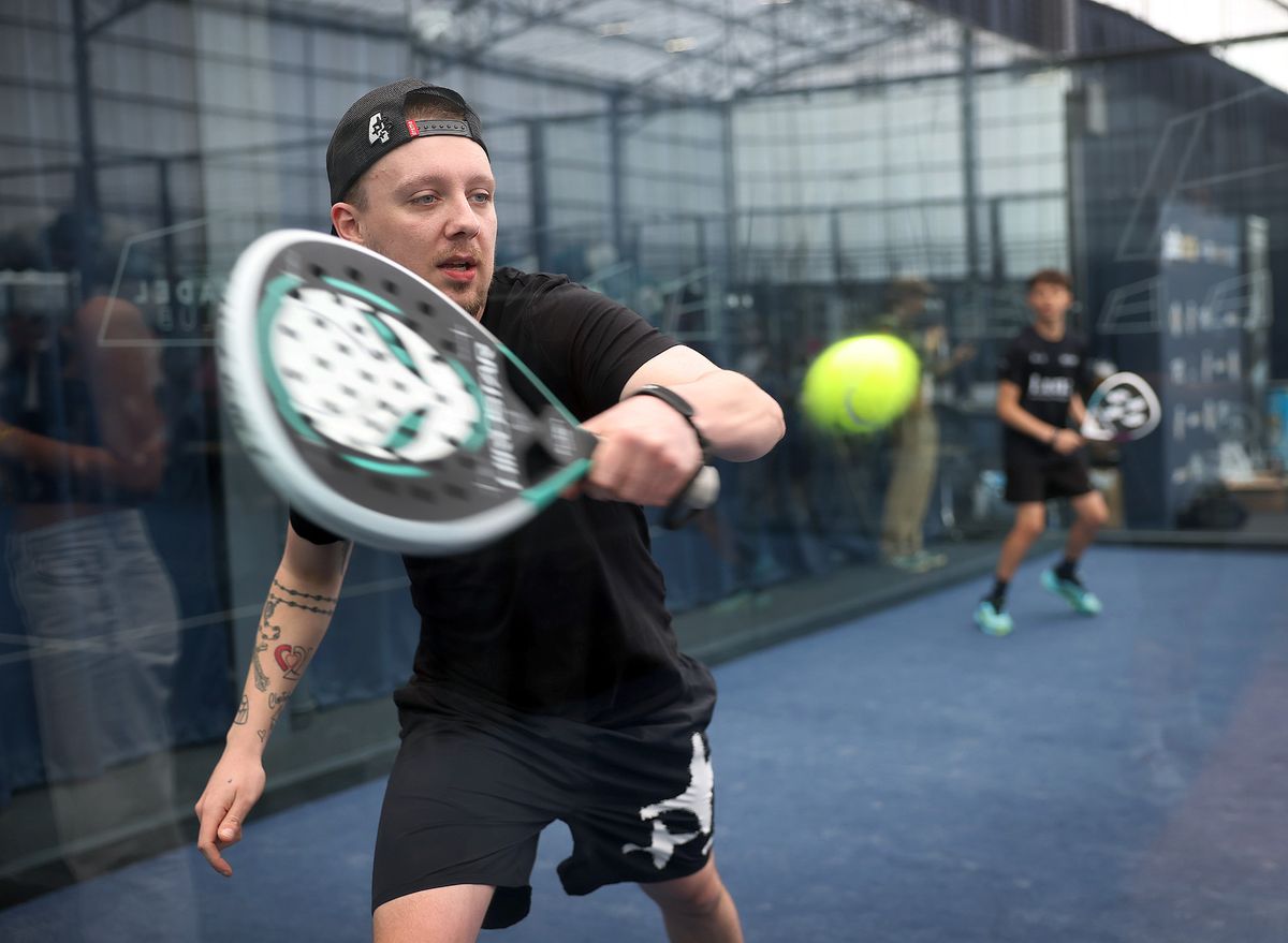 Rapper, Aitch, playing padel