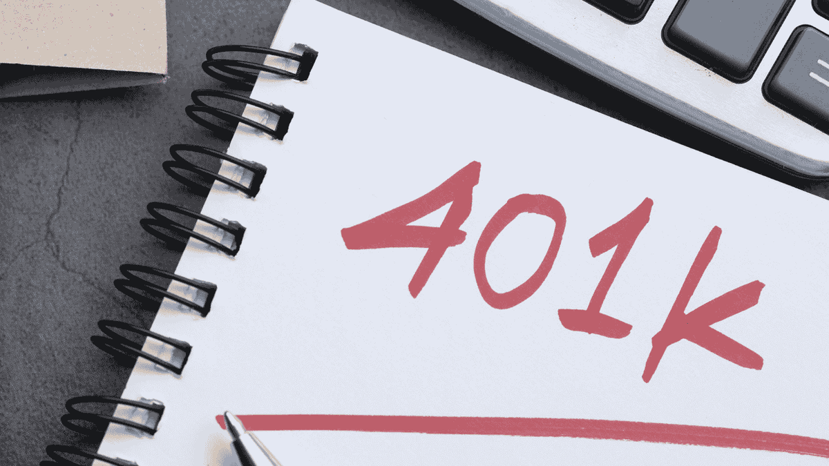 Tablet screen displaying 401(k) text