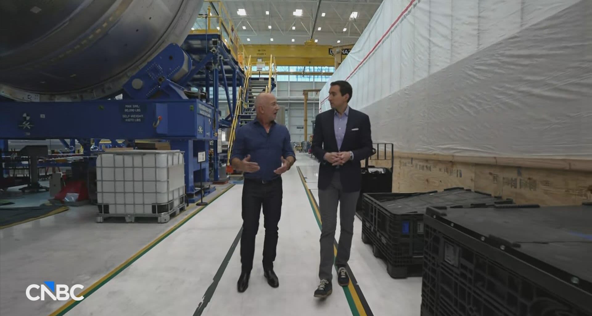 Blue Origin founder Jeff Bezos gives CNBC a tour of his Rocket Park factory