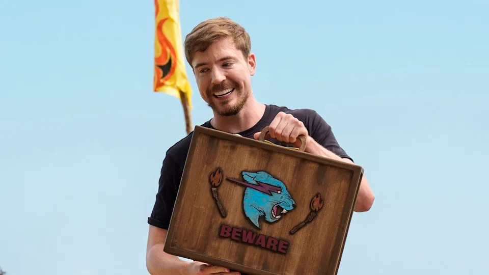 MrBeast holding his suitcase on Survivor 50.