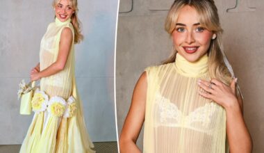 Sabrina Carpenter sits front row at Dior in sheer yellow dress with peekaboo underwear