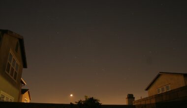 In this 10 second exposure, facing south toward Sagittarius the orange glow of light pollution is evident.