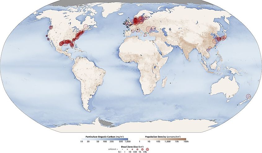 Global map of dead zones