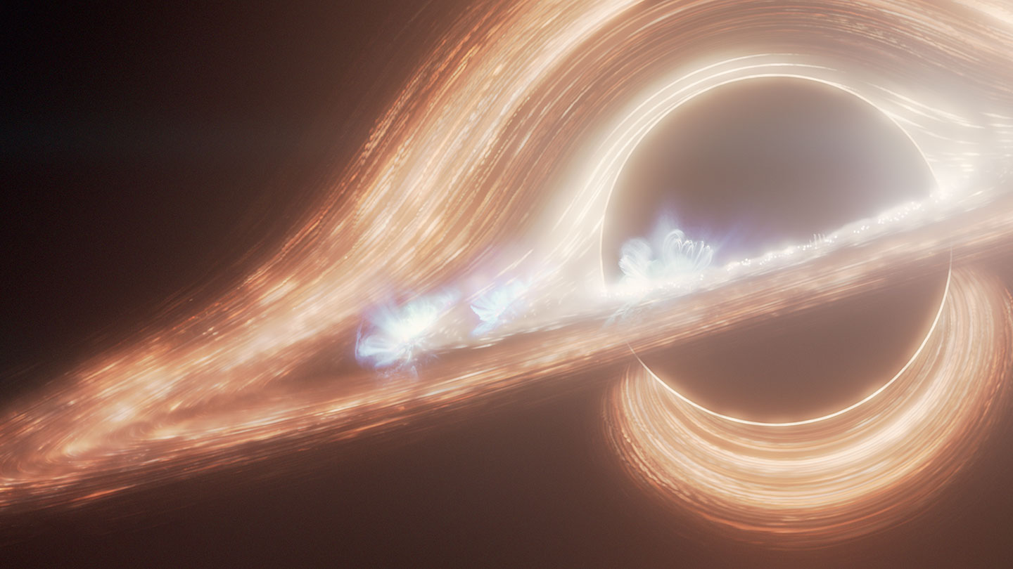 an illustration of what a flare coming from a black hole might look like