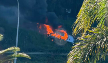 SunLive - Car fire on SH2 near Bethlehem
