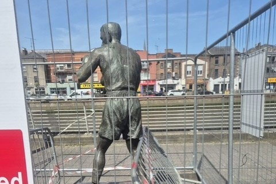 Sculpture of Socks Byrne, where concerns have been raised over visible damage and cracks to the popular landmark.