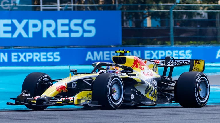 Liam Lawson of New Zealand and driver of the (30) Visa Cash App Racing Bulls Formula One Team race car