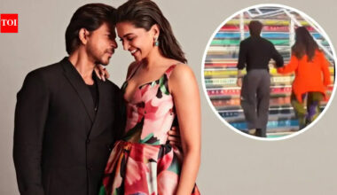 Shah Rukh Khan holds Deepika Padukone's hand on 'King' sets; helps pregnant co-star up a flight of stairs during shoot- WATCH﻿﻿ |