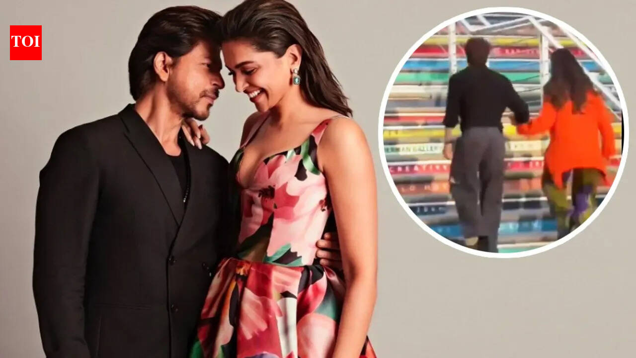 Shah Rukh Khan holds Deepika Padukone's hand on 'King' sets; helps pregnant co-star up a flight of stairs during shoot- WATCH﻿﻿ |