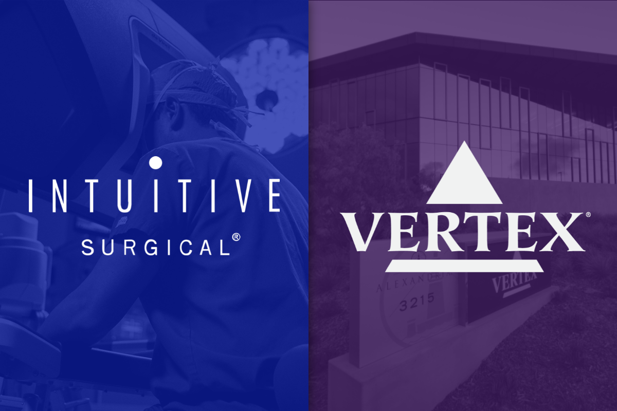 Intuitive Surgical and Vertex Pharmaceuticals logos.