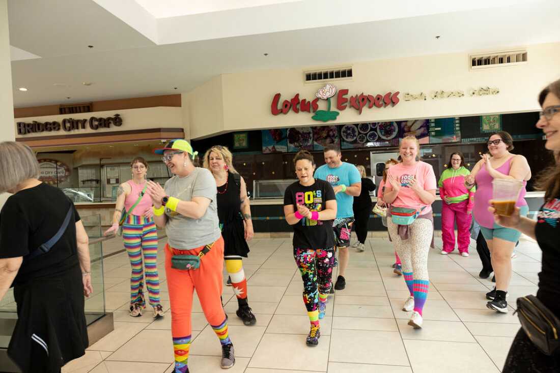 The Food Court 5000 loop along each floor of the Lloyd Center twice on Sunday, April 26, 2026 in Portland, Ore.