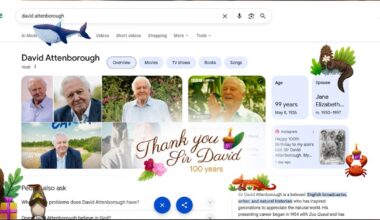 Google Easter egg celebrates David Attenborough's 100th birthday