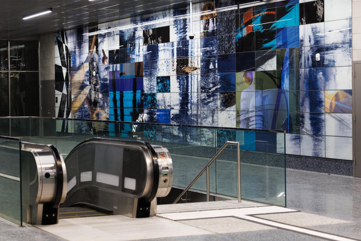 Artist Fran Siegel's artwork at the Wilshire/La Brea Metro Station