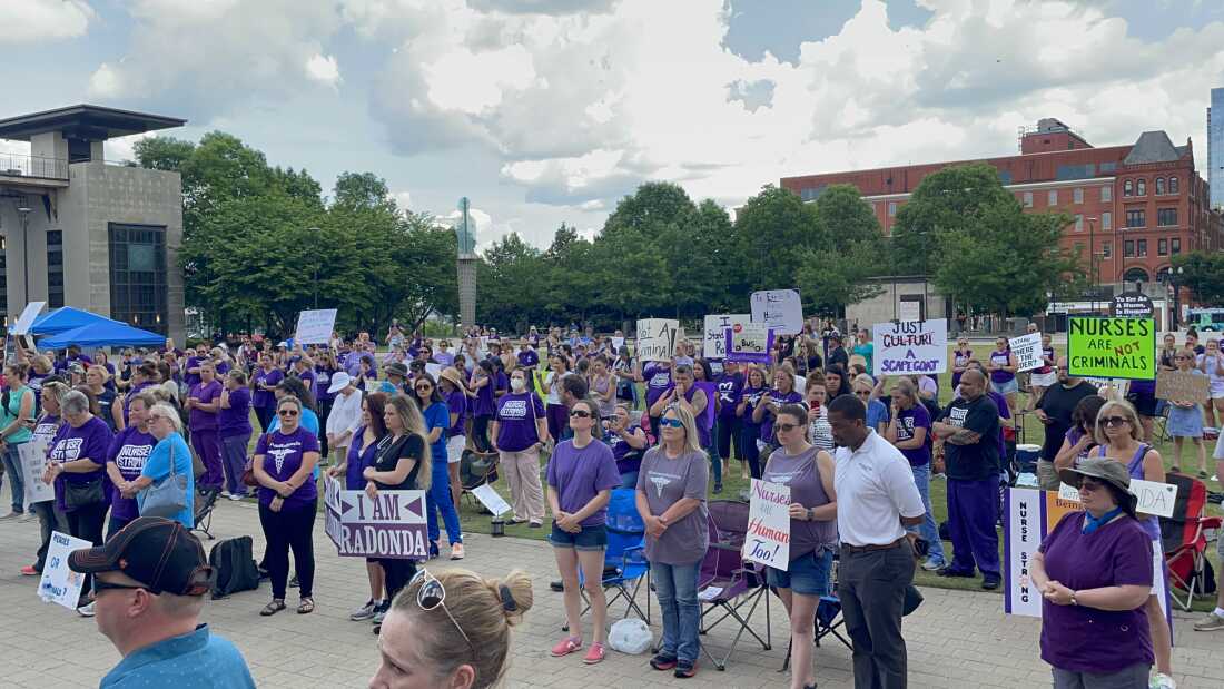 Hundreds of nurses traveled to Nashville, Tenn. for RaDonda Vaught's sentencing on May 3, 2022. Many nurses also raised money to pay for her defense.