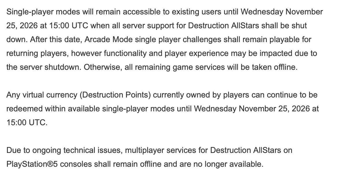 Sony suddenly shuts down multiplayer for one of its earliest PS5 exclusives.