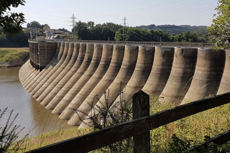 The Vezins Dam in Normandy, France, stood 36 meters tall and 278 meters wide before it was removed in 2020 to restore the Sélune River ecosystem.