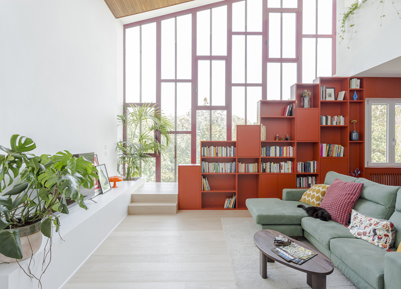 pop colors animate geometric interiors within renovated 1960s apartment in italy - 2