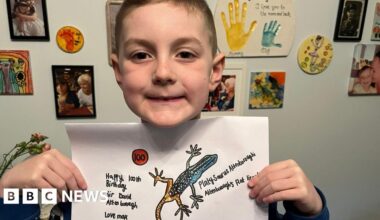 Attenborough superfan, 6, draws 100th animal for broadcaster's birthday - BBC