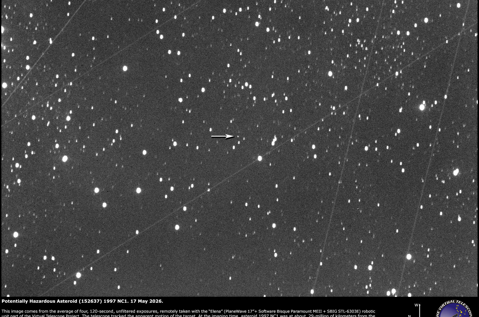 Potentially Hazardous Asteroid (152637) 1997 NC1: an image (17 May 2026)