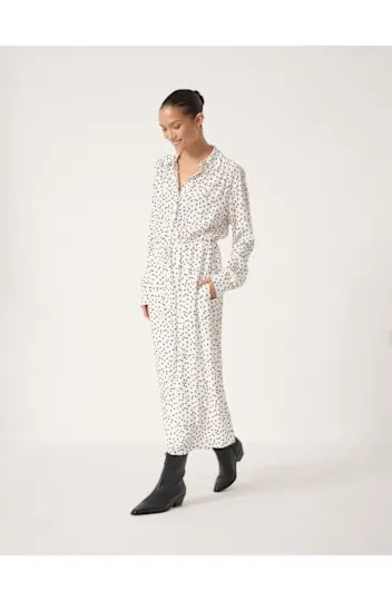 Rosey Polka Dot Midi Shirt Dress