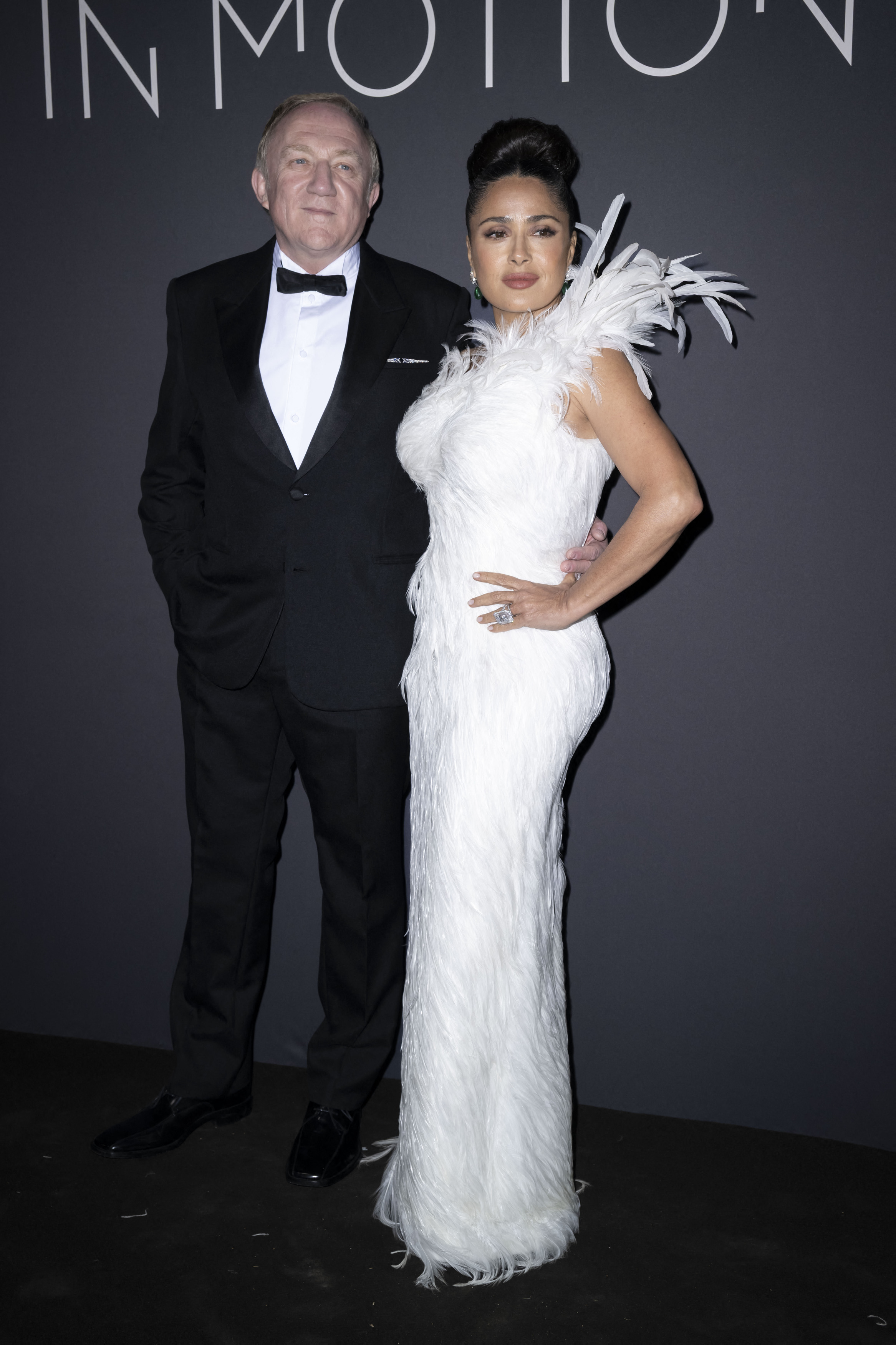 Henri Pinault and Salma Hayek attends the 2026 Kering Women in Motion Awards during the 79th annual Cannes Film Festival at Place de la Castre on May 17, 2026 in Cannes, France.