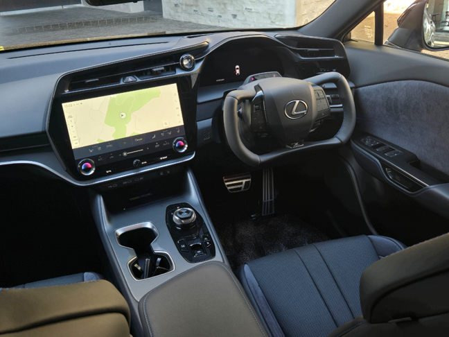 Lexus RZ yoke steering wheel.