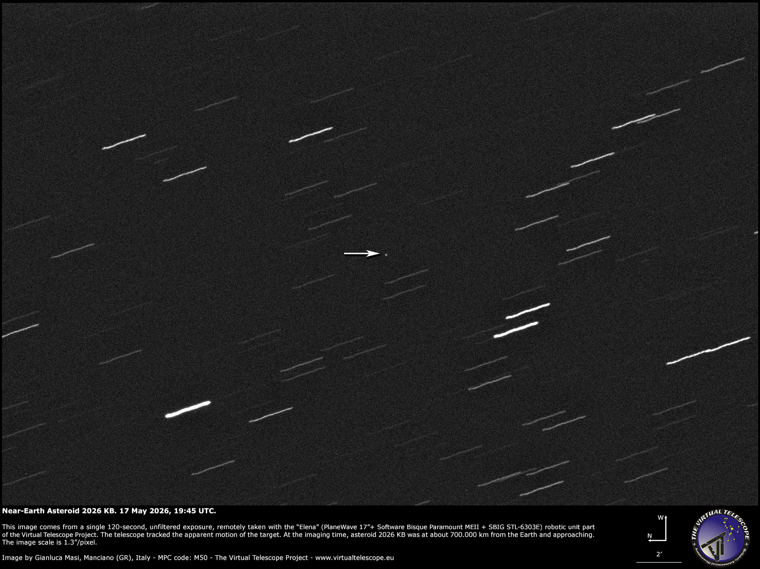 Near-Earth Asteroid 2026 KB: 17 May 2026.