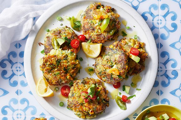 Dr Catherine Itsiopoulos and Vivienne Koutsis’ fritters use canned kernels.