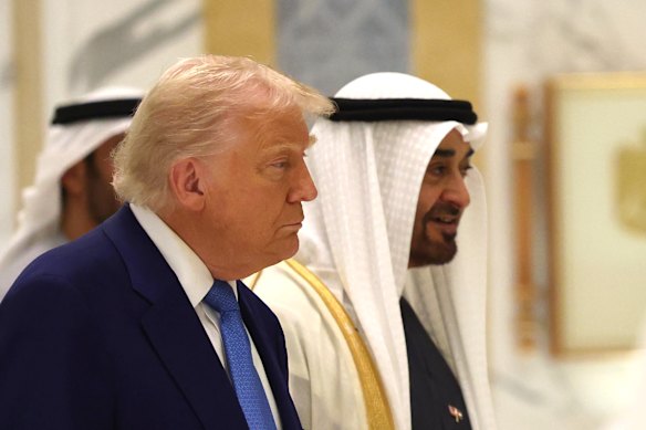 US President Donald Trump meets with UAE President Sheikh Mohamed bin Zayed Al Nahyan in Dubai last year.