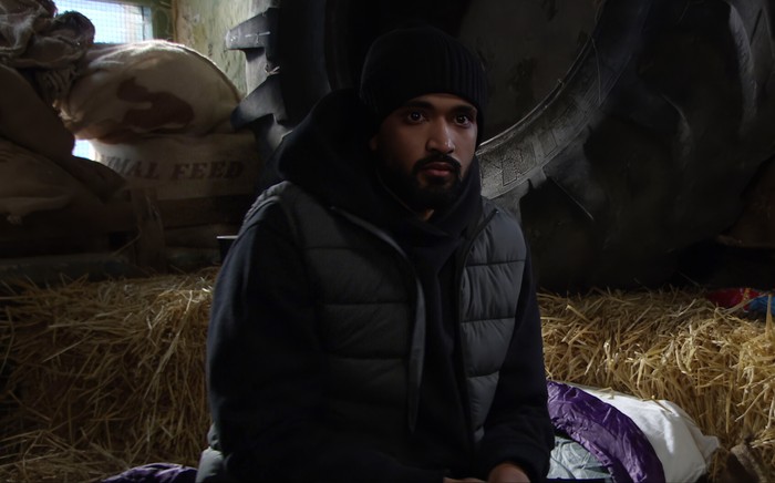 Kammy sits alone in a barn in Emmerdale