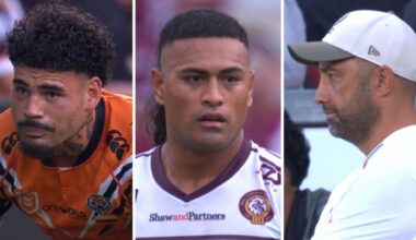 NRL 2026, Manly Sea Eagles demolish Wests Tigers, Haumole Olakau’atu makes State of Origin statement, Taylan May injury, Benji Marshall