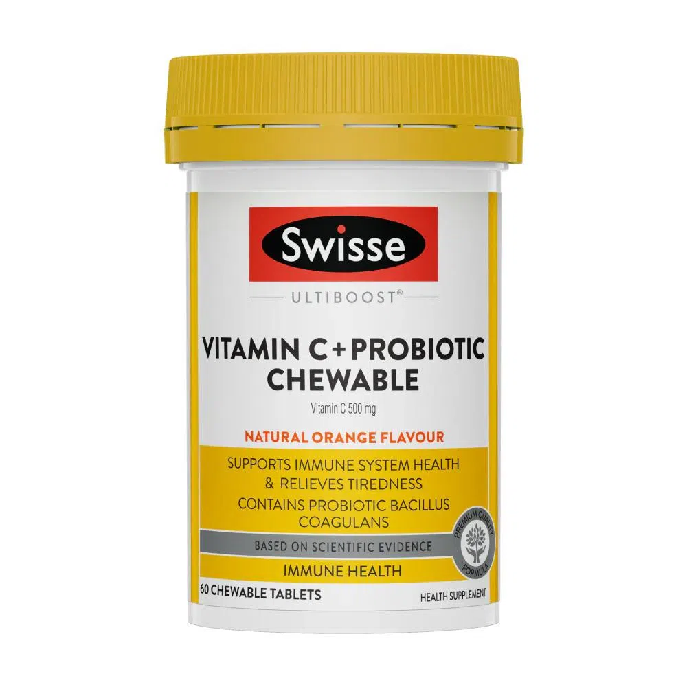 Best probiotics for women in Singapore: Swisse Ultiboost Vitamin C + Probiotic Chewable