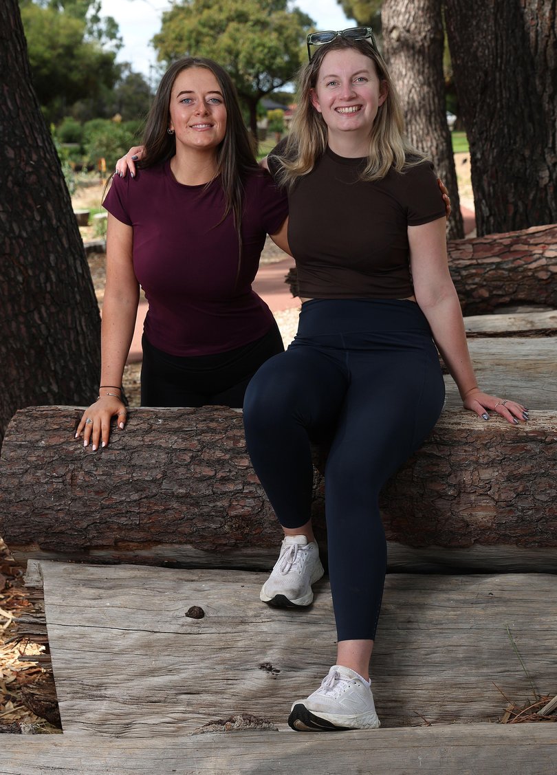 Hannah Munro runs a womens hiking group called SheHikes Perth. Pictured is Hannah (president) with Mikayla Goddard (Vice President) in Kardinya Picture: Justin Benson-Cooper
