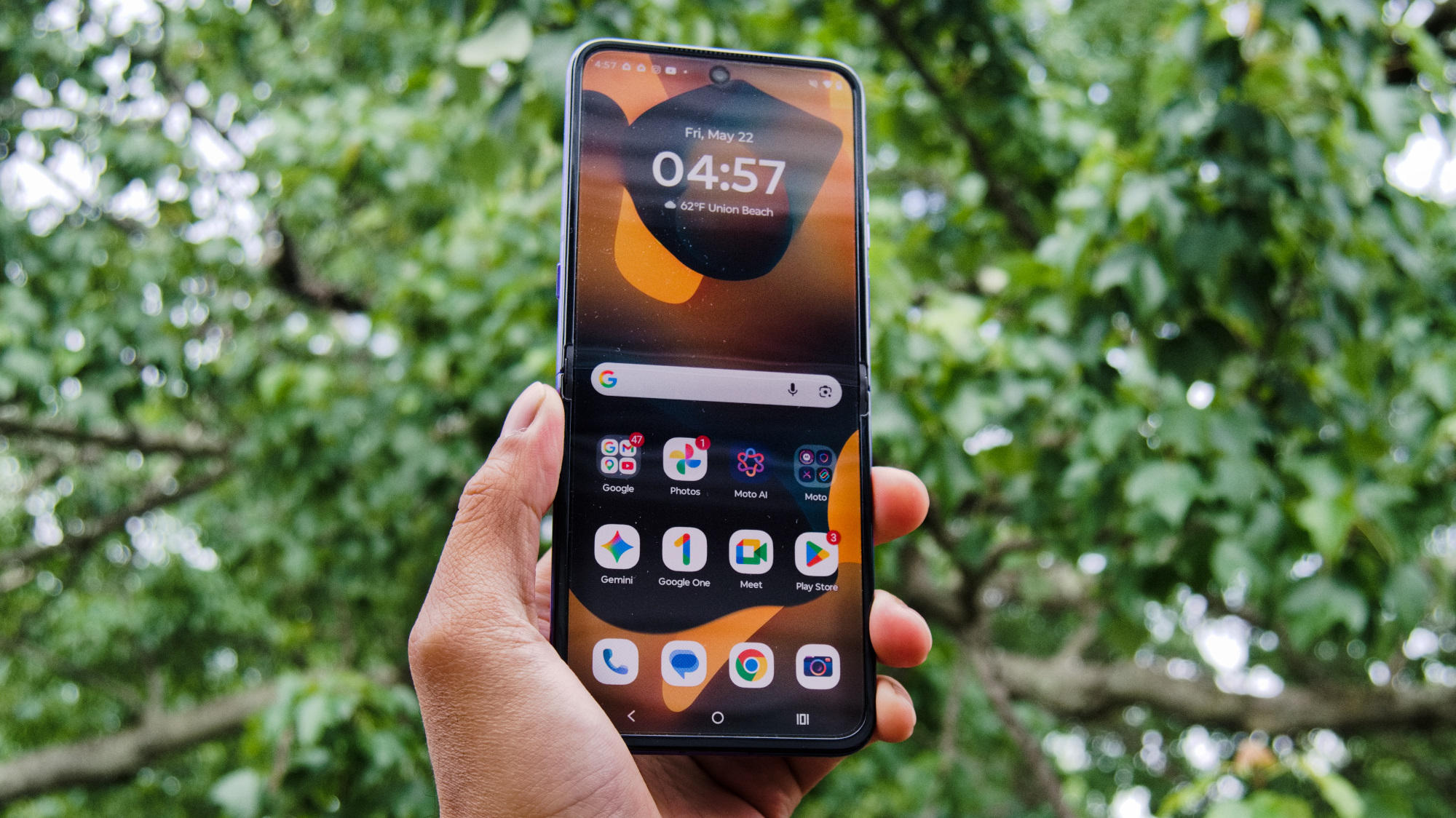 Motorola Razr Ultra 2026 held in the hand.