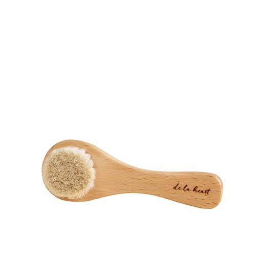 De La Heart Facial Dry Brush | Gentle Exfoliating Face Brush for Smooth &amp; Glowing Skin | Promotes Circulation, Lymphatic Drainage &amp; Skin Renewal | Natural Bristles With Wooden Handle