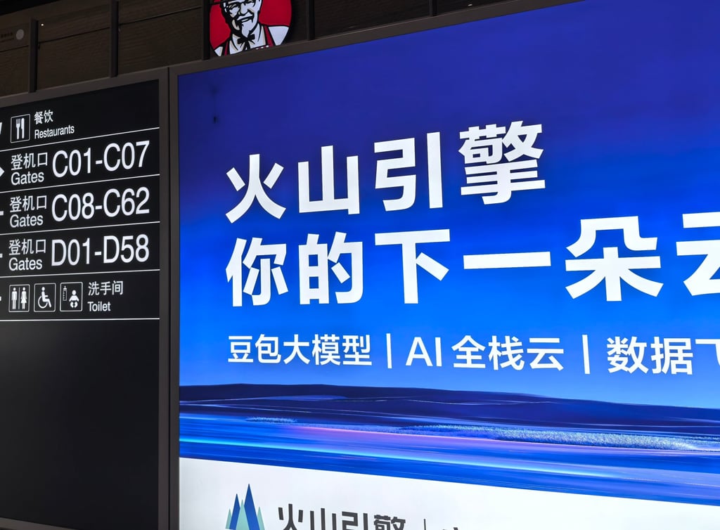 A poster of Volcano Engine, the cloud computing unit of ByteDance. Photo: Simon Song