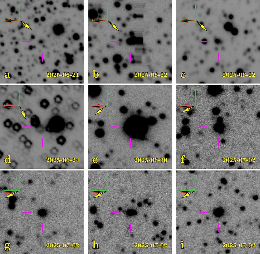a nine-paneled image of different grainy black and white images of dots