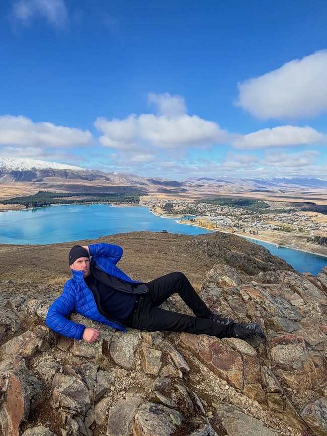 Sam Mac advises viewing Lake Tekapo from Mount John.
